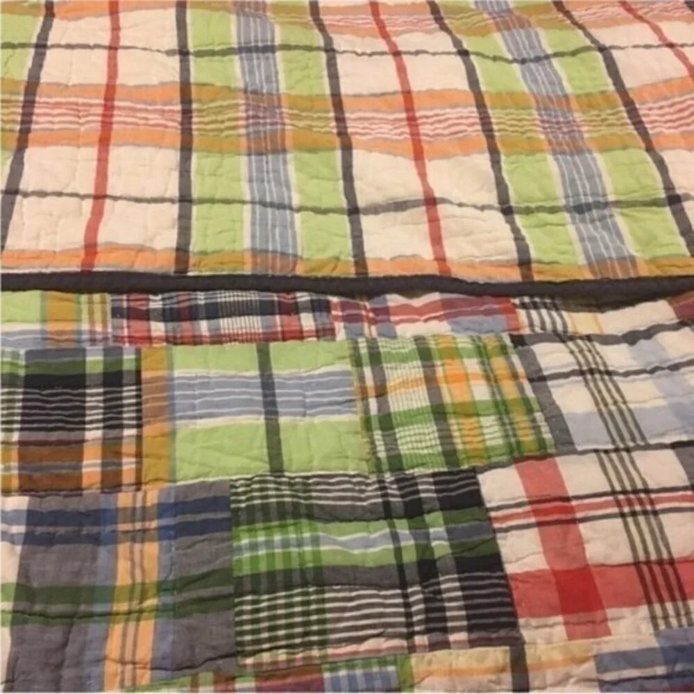 Pottery Barn Kids twin  size plaid Madras reversible comforter